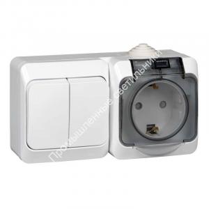 Блок Этюд ОП ПГ розетка з.к.16А+2кл.выкл.10А IP44 BPA16-242B (7/42) 1