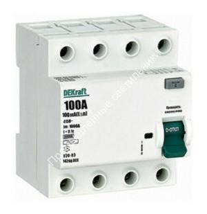 УЗО 03-4п 100А 100мА тип АС 6кА DEKraft 14246 1