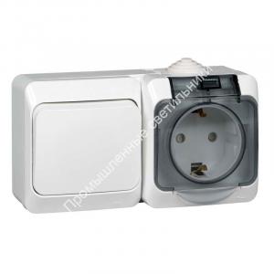 Блок Этюд ОП ПГ розетка з.к.16А+выкл.10А IP44 BPA16-241B (7/42) 1