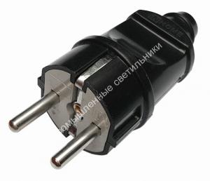 Вилка з.к. 16А прямая черная 4240 IN HOME (30/300) 1